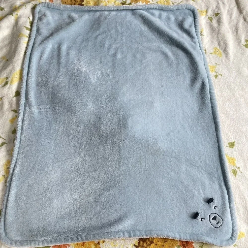 Carter's Plush Baby Blanket Blue Fleece Bear White Sherpa Security Lovey‎ Rare